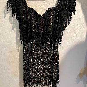 STONE COLD FOX DRESS used once mini lace black dress size medium/ large